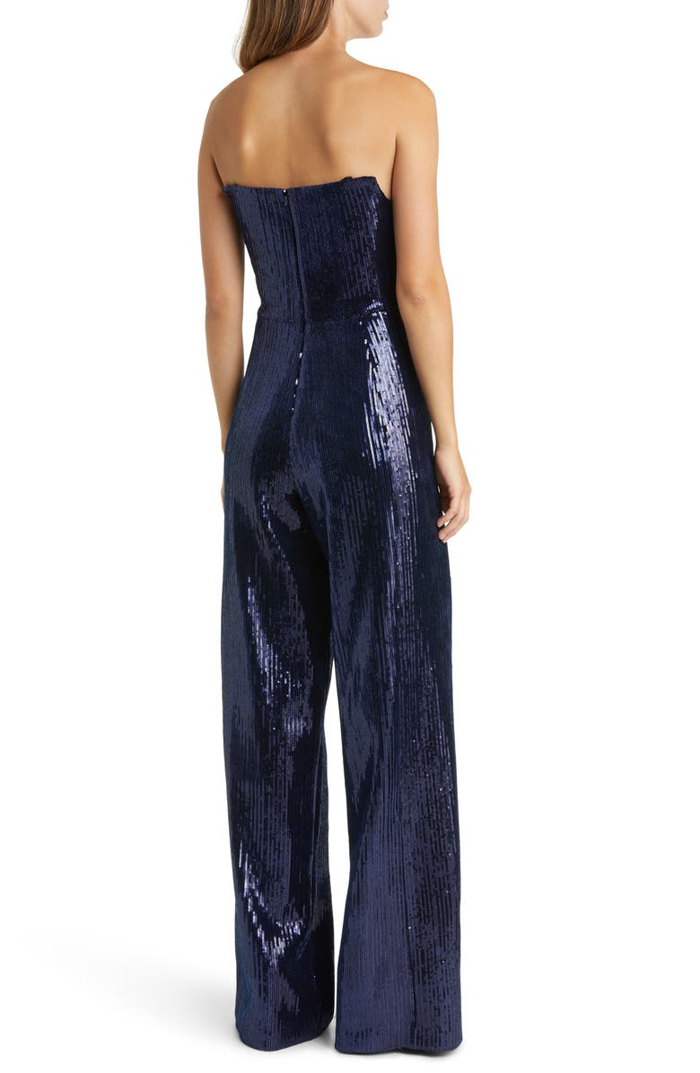 Black Halo Lena Sequin Strapless Jumpsuit, Alternate, color, Dazzling Abyss
