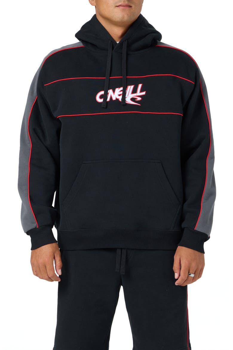 Early Embroidered Logo Hoodie, Main, color, BLACK
