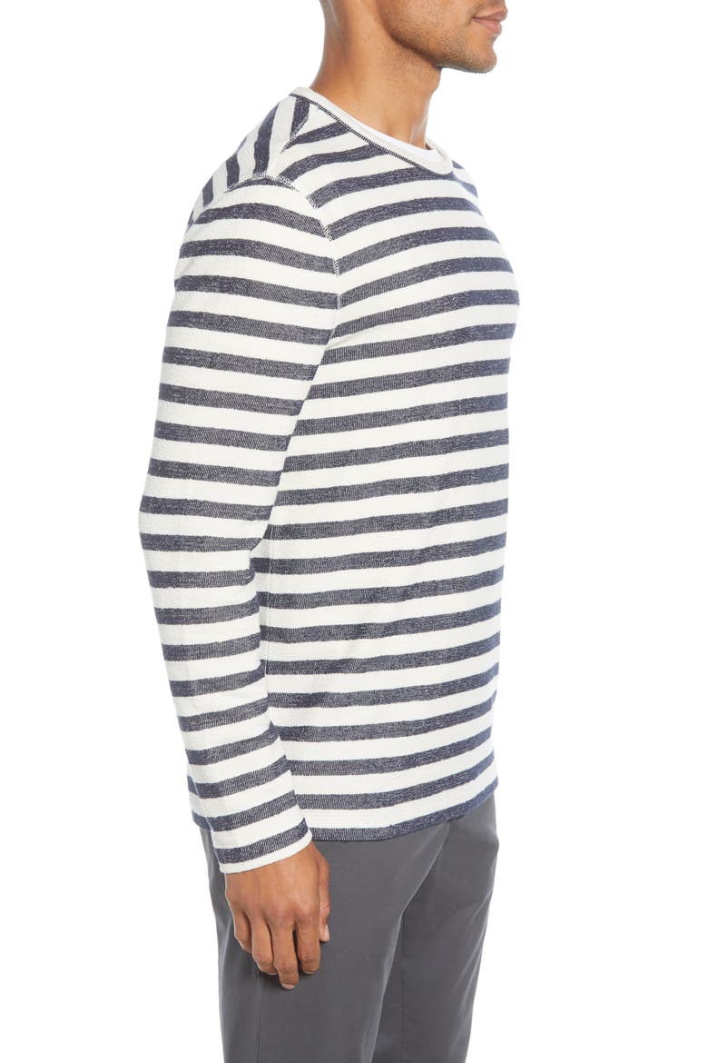 Stripe Long Sleeve T-Shirt, Alternate, color, IVORY EGRET NAVY STRIPE