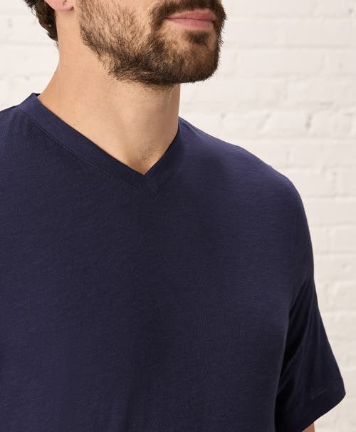 Pact Organic Cotton Featherweight Slub V-neck Tee In Eclipse