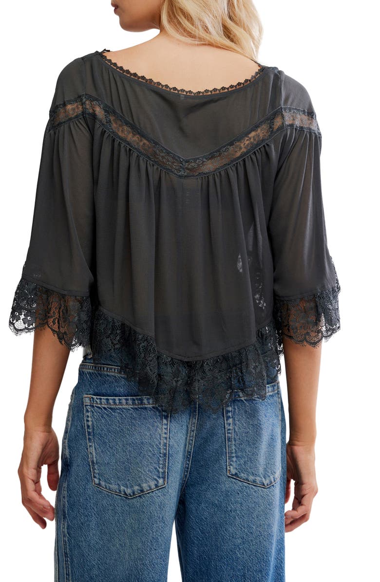 Free People Bali Midnight Rain Lace Trim Top, Alternate, color, Unexplored