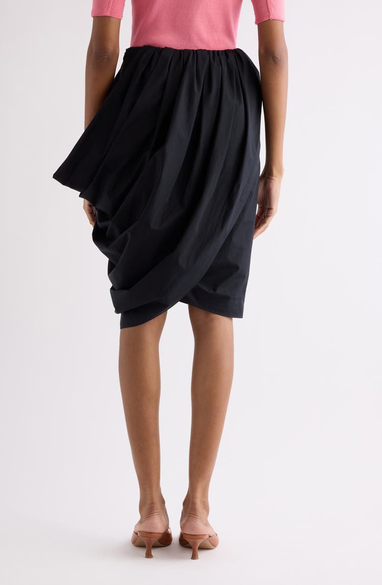 Chloé Draped Organic Cotton Poplin Skirt, Alternate, color, Black