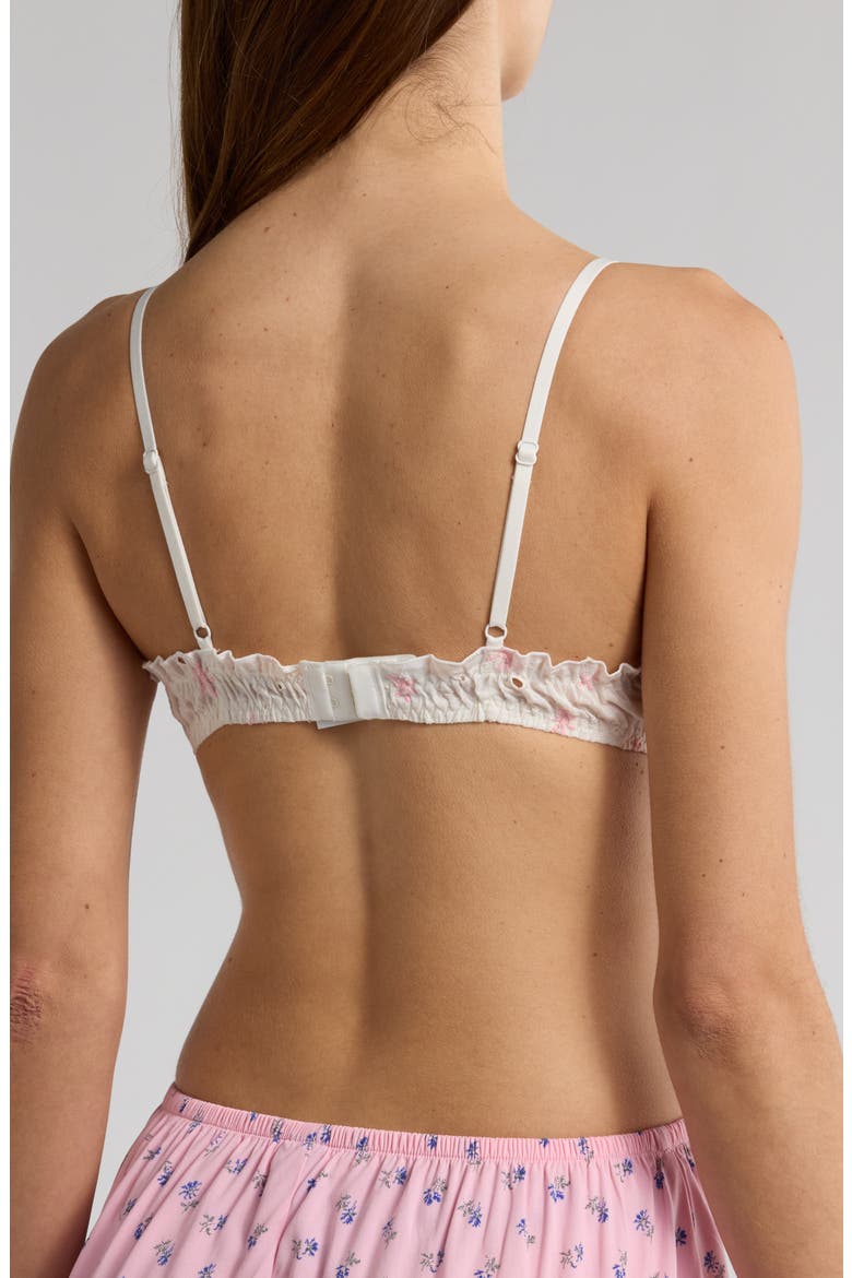 Eyelet Cotton Bralette, Alternate, color, IVORY/ PINK MULTI