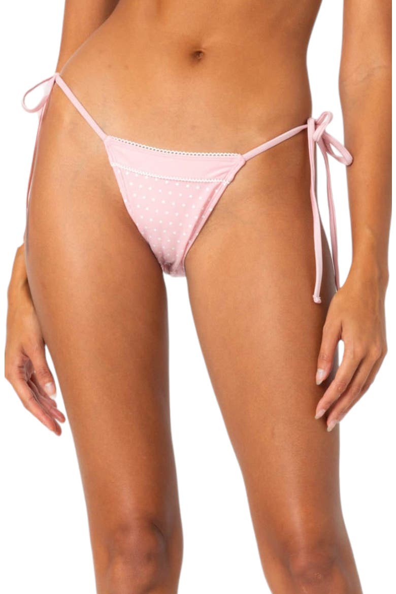 Contrast Dot Side Tie Bikini Bottoms, Main, color, PINK