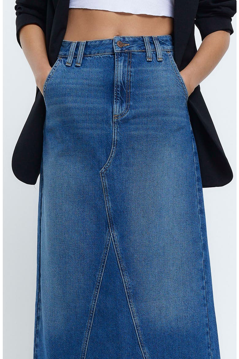 Seam Detail Maxi Skirt, Alternate, color, DENIM