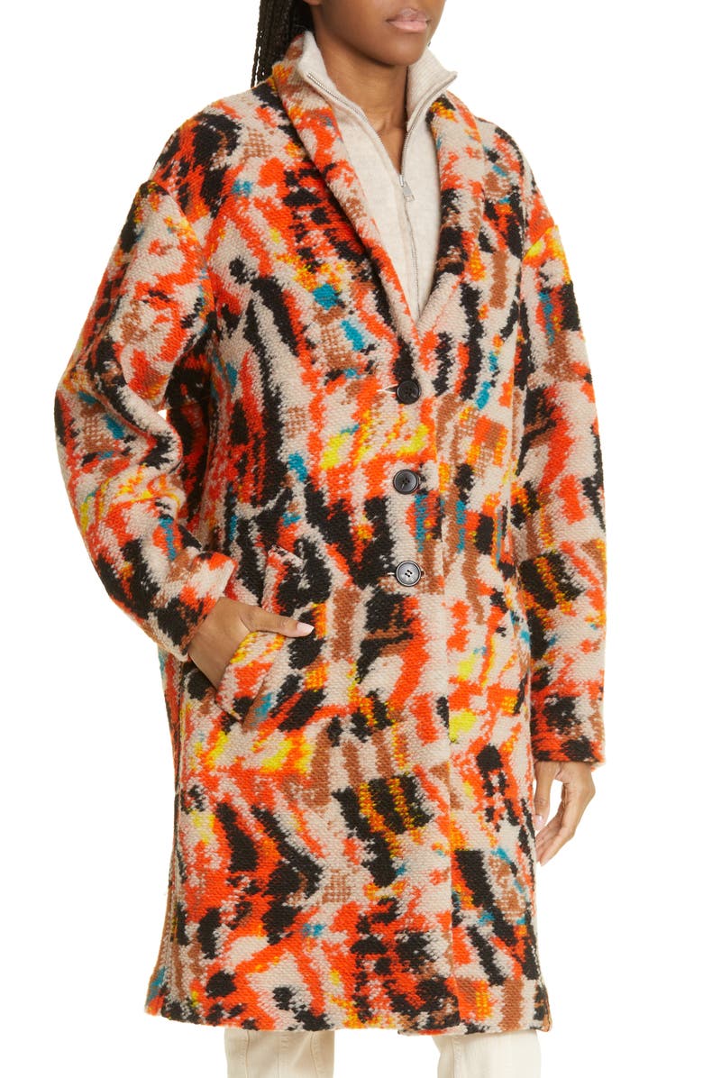 Isabel Marant Étoile Sharon Abstract Longline Coat, Alternate, color,