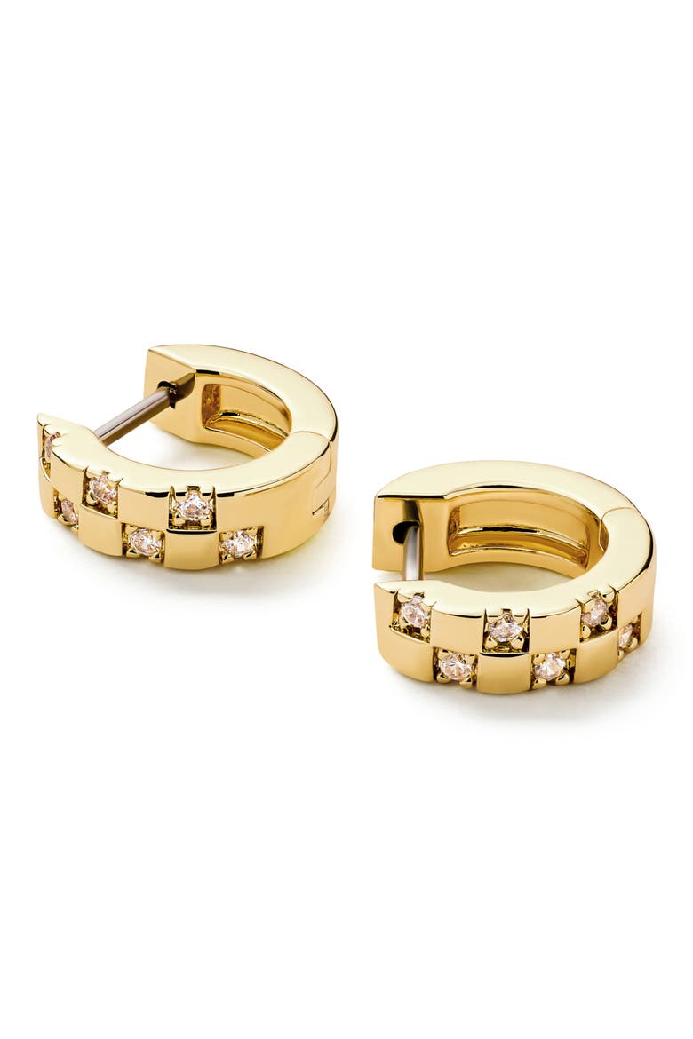 Eden Cubic Zirconia Mini Huggie Hoop Earrings, Alternate, color, GOLD / CLEAR