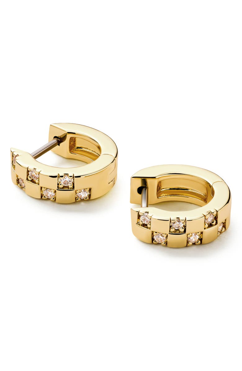 Ana Luisa Eden Cubic Zirconia Mini Huggie Hoop Earrings, Alternate, color, Gold / Clear