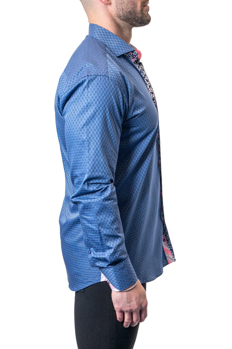 Einstein Goal Blue Contemporary Fit Button-Up Shirt, Alternate, color, BLUE