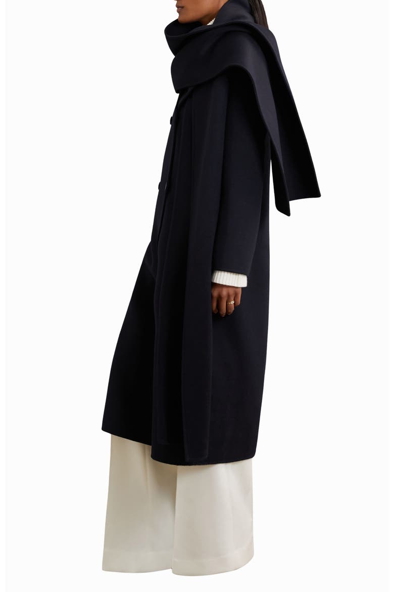 Indira Double Breasted Wool Blend Coat with Scarf, Alternate, color, NAVY