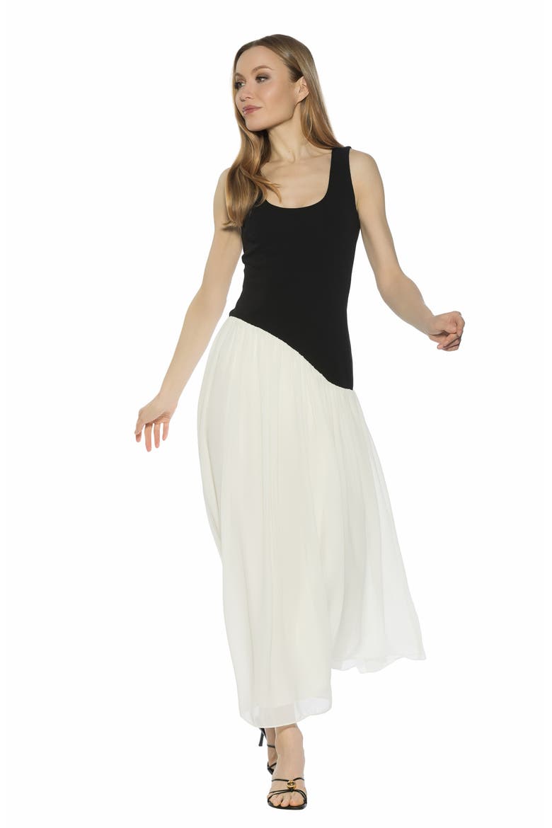 Elowen U-Neck Maxi Dress, Alternate, color, BLACK/ WHITE