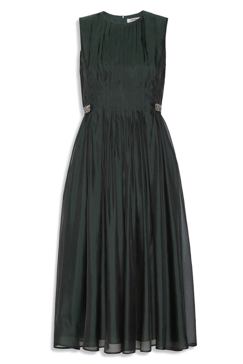 Fit & Flare Silk Blend Organza Midi Dress, Alternate, color, MOSS GREEN