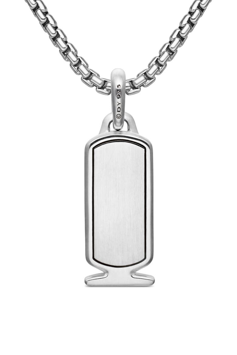 Men's Cairo Cartouche Amulet with Pavé Black Diamonds, Alternate, color, STERLING SILVER