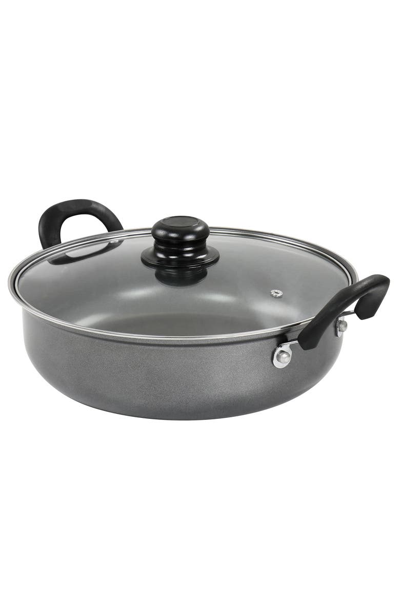 Gibson Everyday Everyday 12 Inch Highberry Nonstick All Purpose Pan with Lid, Main, color, Grey