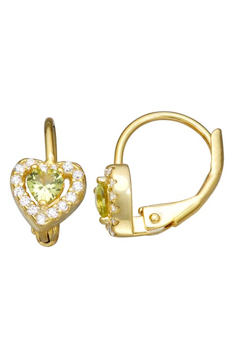Kids' 14K Gold Plated Sterling Silver Birthstone Lever Back Earrings