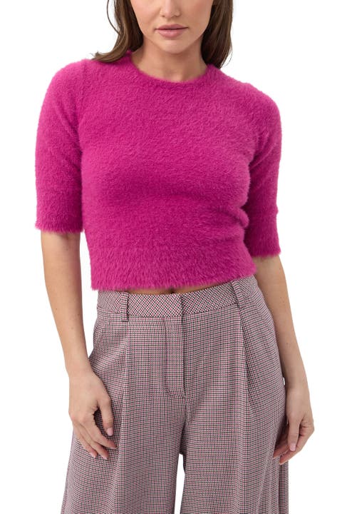 Maliah Fuzzy Elbow Sleeve Sweater