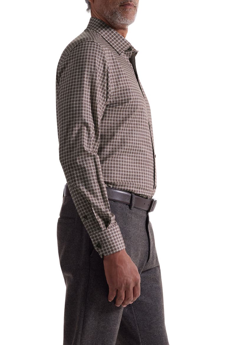 Julian Shaped Fit Grid Check Button-Up Shirt, Alternate, color, CAMEL