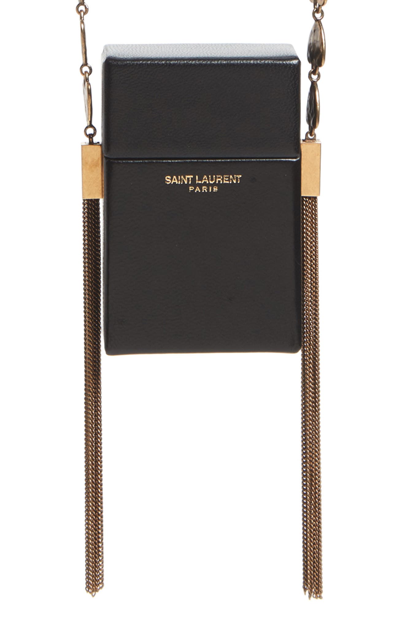 Saint Laurent Smoking Leather Minaudière, Main, color, 