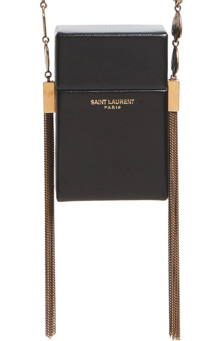 Saint Laurent Smoking Leather Minaudière, Main, color,