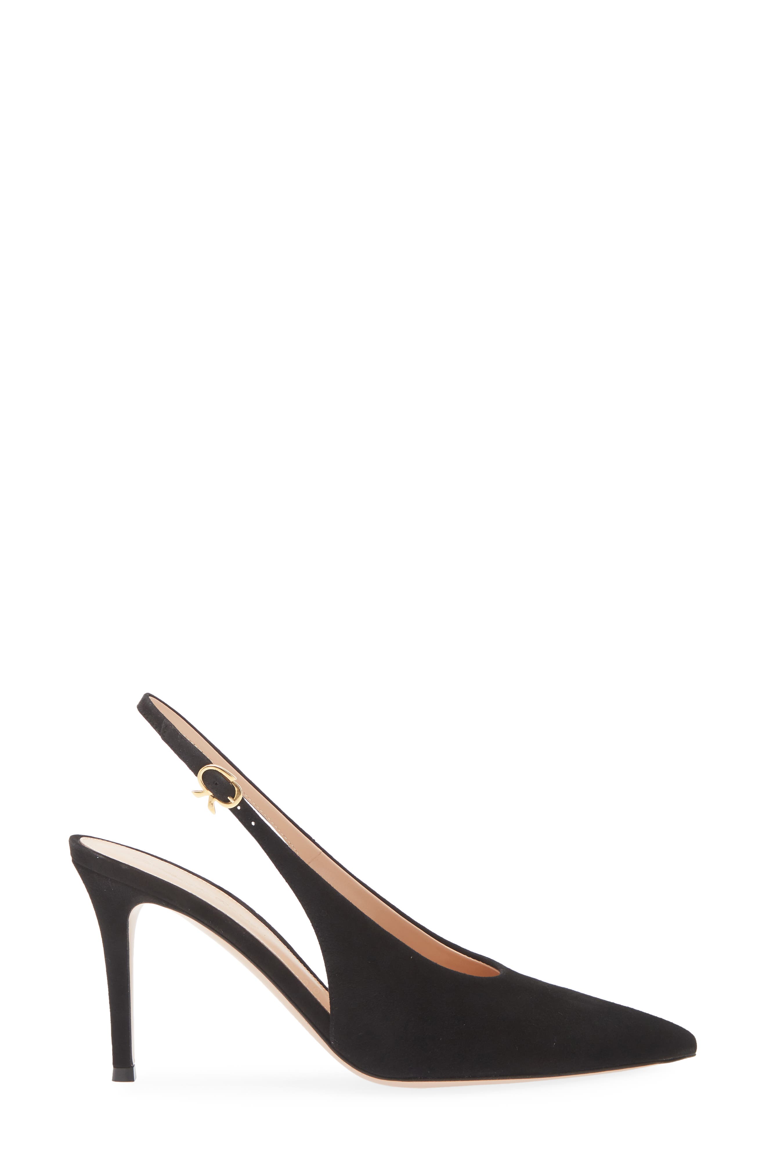 Suede Slingback Pump, Alternate, color, BLACK
