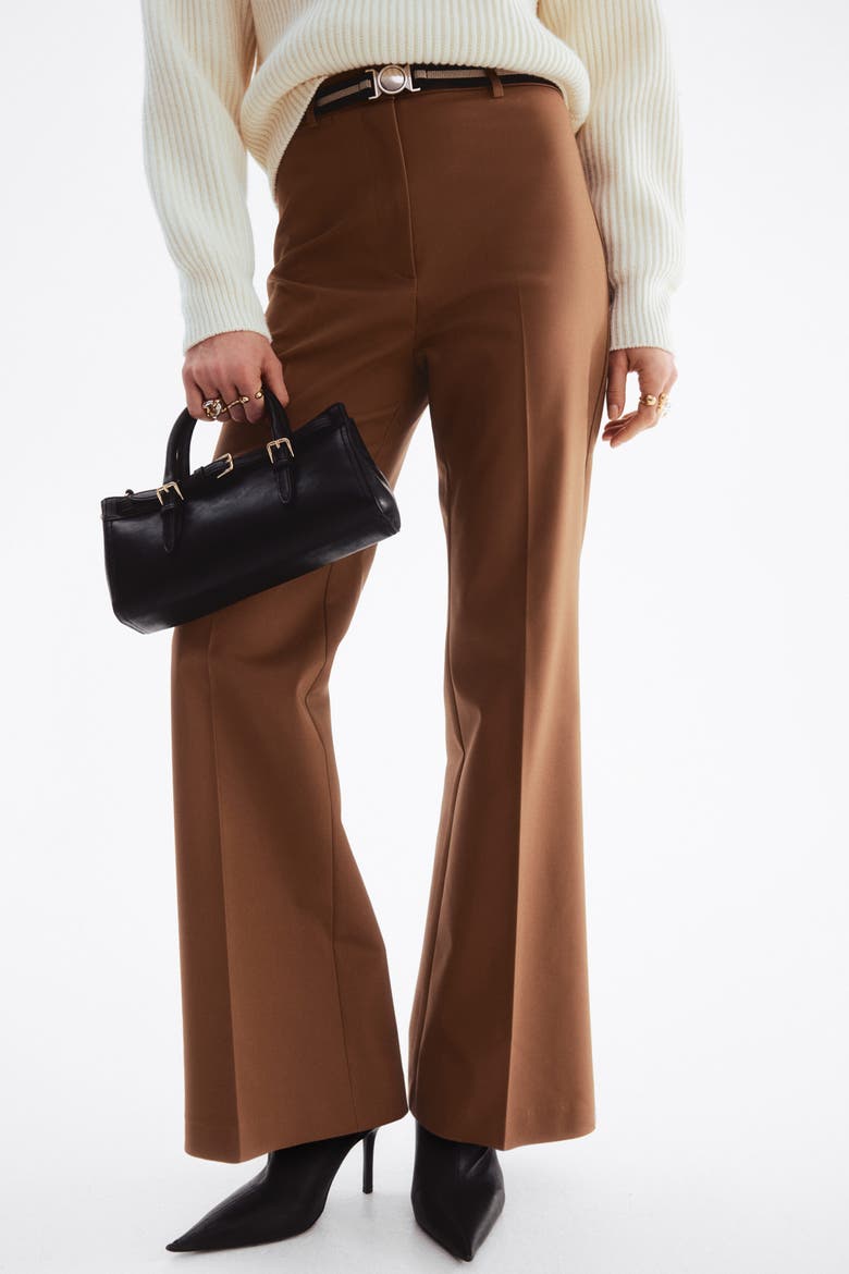 Belted Bootcut Pants, Alternate, color, Brown