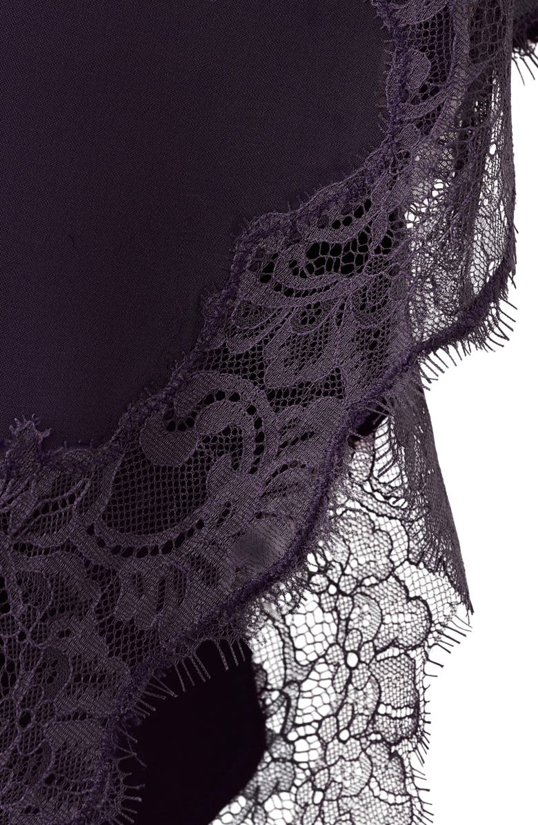 MANGO Lace Trim Asymmetric Satin Top, Alternate, color, 