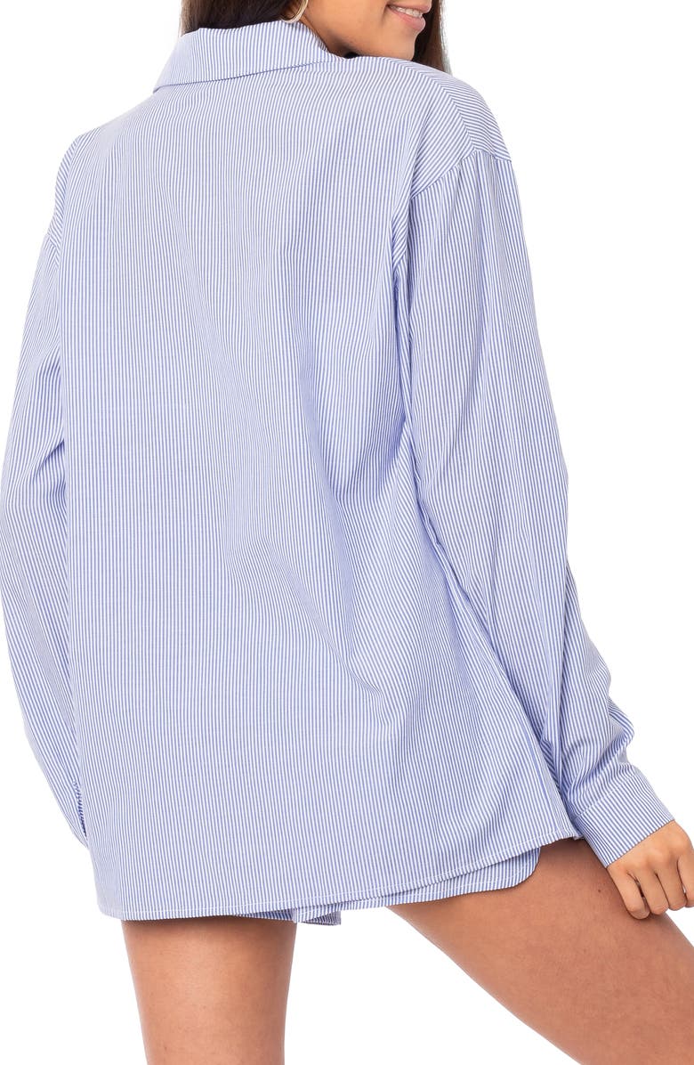 EDIKTED Pinstripe Cotton Shirt, Alternate, color, 