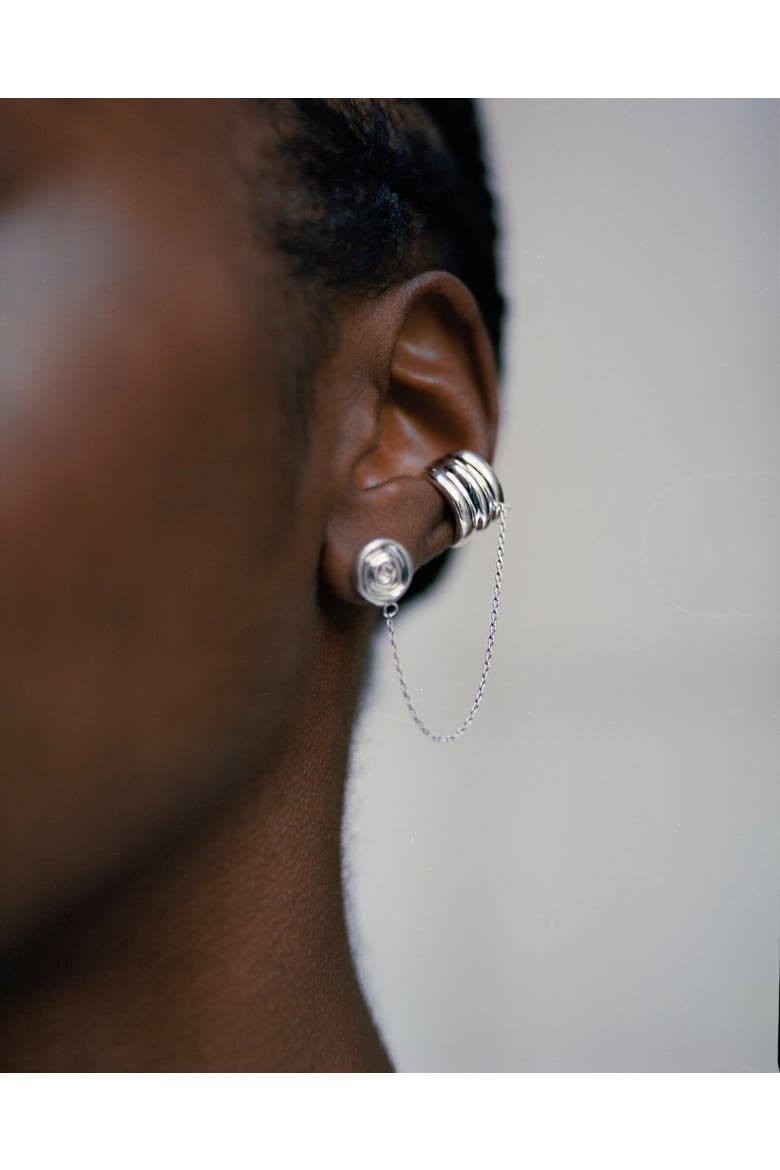SUN POWERS Ear Chain Stud Earrings, Alternate, color, Silver