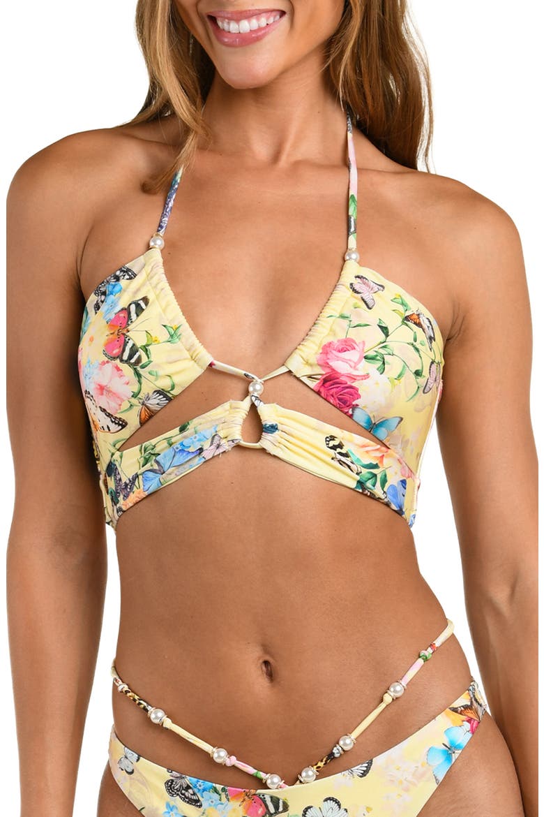 Sirena Garden Butter Bikini Top, Main, color, YELLOW MULTI