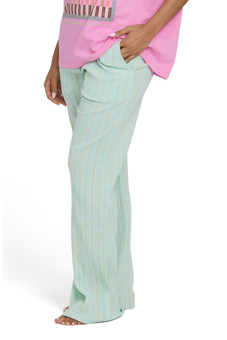 New Waves 2 Stripe Smock Waist Cotton Gauze Pants, Alternate, color, CLEARWATER
