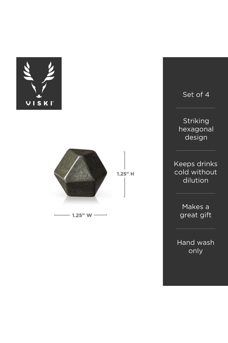 Glacier Rocks Hexagonal Basalt Stones Set of 4, Alternate, color, Black