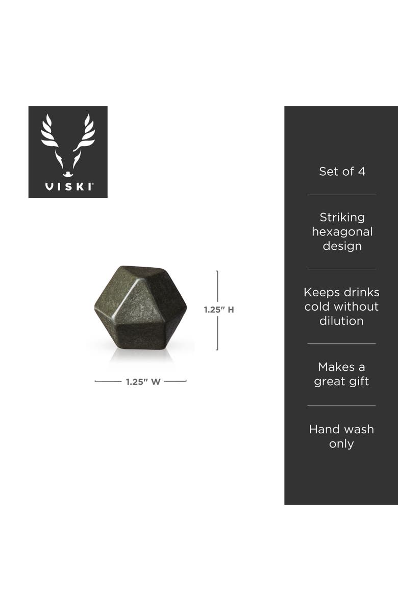 Viski Glacier Rocks Hexagonal Basalt Stones Set of 4, Alternate, color, Black