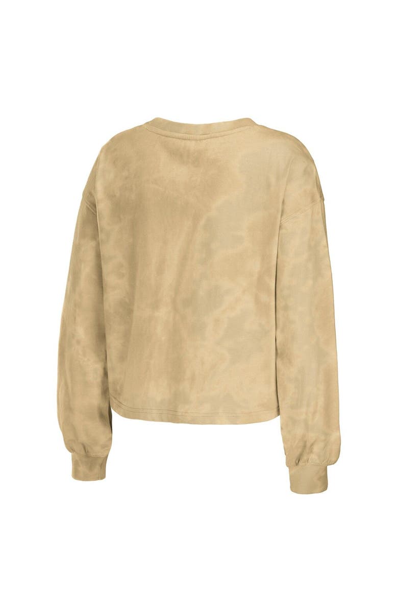 WEAR by Erin Andrews Women's WEAR by Erin Andrews Gold New Orleans Saints Tie-Dye Cropped Pullover Sweatshirt & Shorts Lounge Set, Alternate, color, 