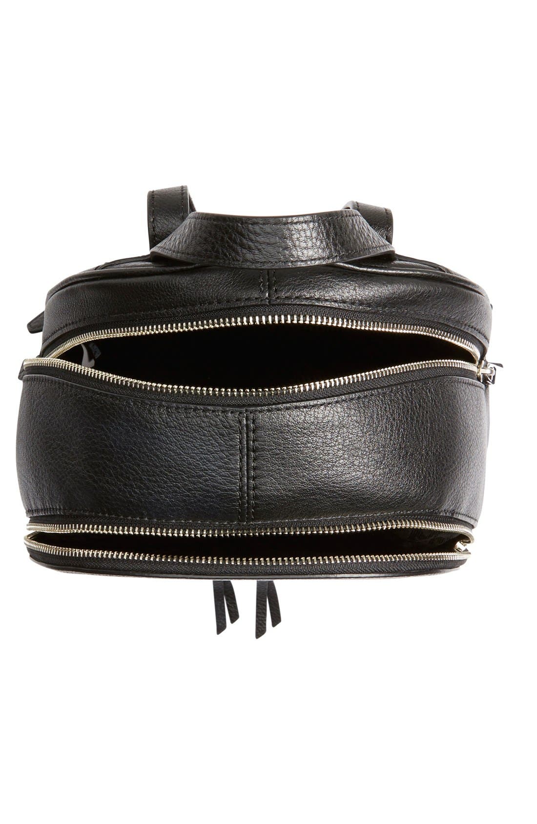 'Rhea - Zip Grommet' Leather Backpack, Alternate, color, BLACK/ SILVER