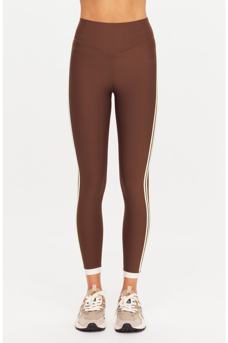 Daytona High Waist Stripe Midi Leggings, Main, color, BROWN