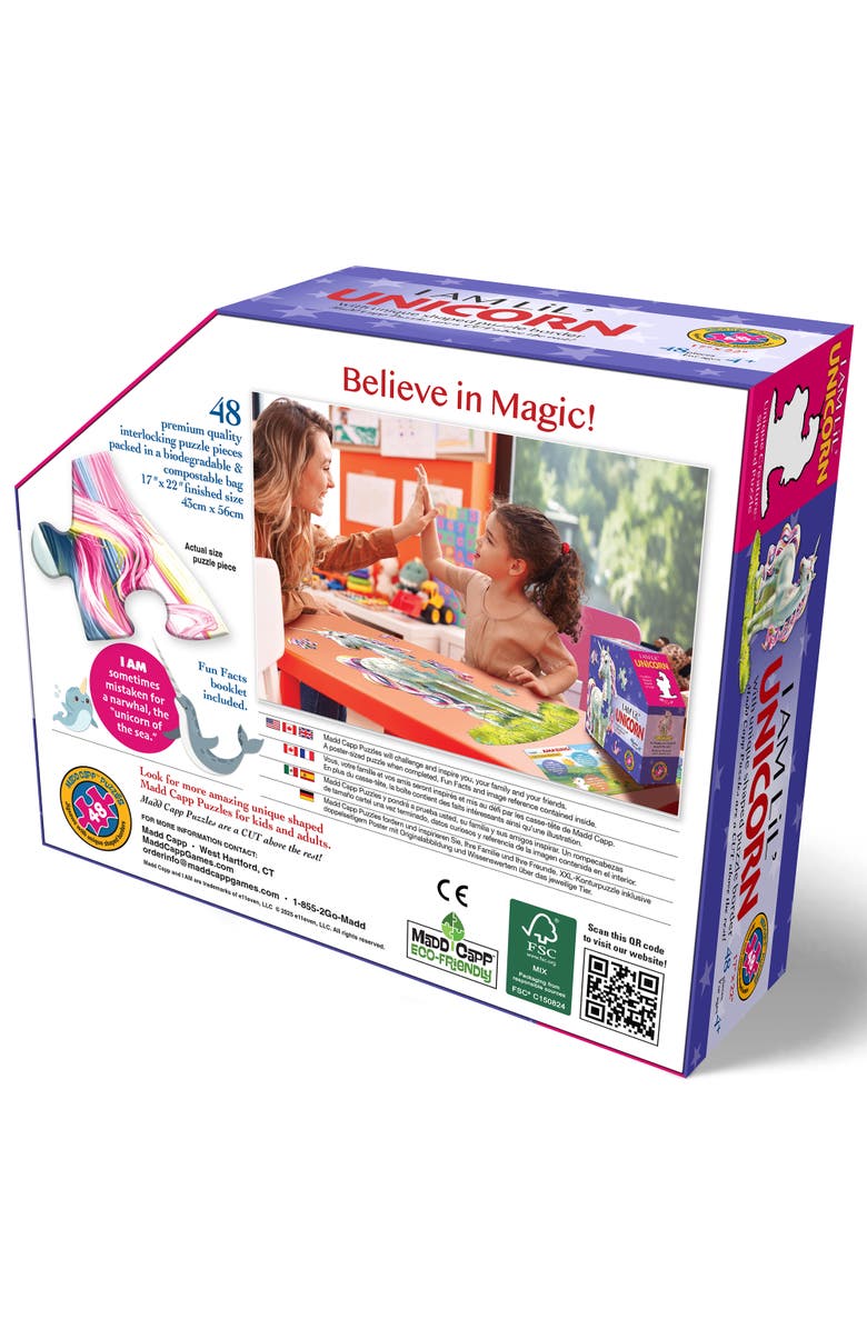 Madd Capp I Am Lil Unicorn 48 Piece Magical Creatureshaped Puzzle, 17X22 Inch, Alternate, color, Multicolored