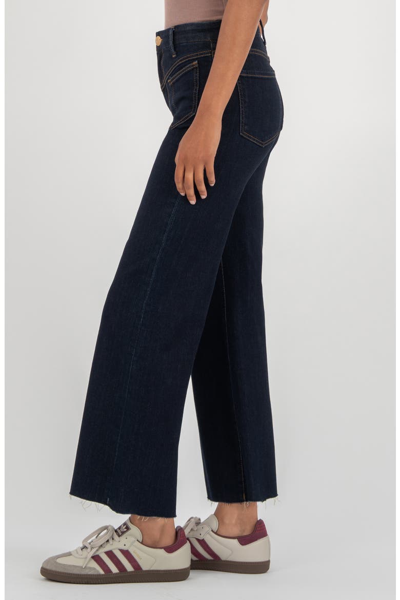 High Waist Raw Hem Wide Leg Jeans, Alternate, color, SUSTAIN