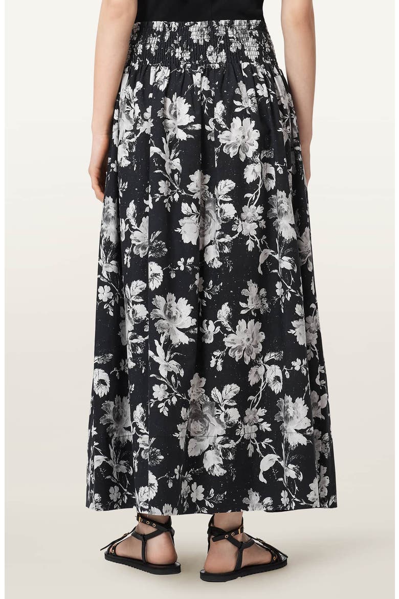Levy Floral Print A-Line Skirt, Alternate, color, JARDINA MONO BLACK