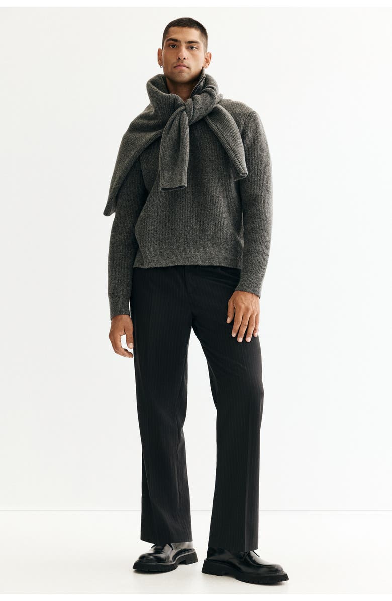 H&M Relaxed-fit suit pants, Main, color, Black/Pinstriped
