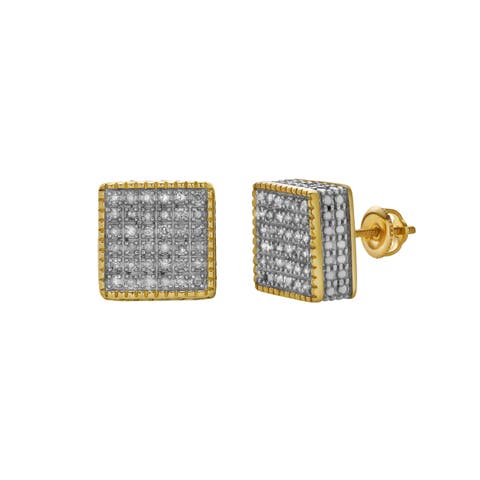 Caloroso 10K Yellow Gold Diamond Unisex Earrings - 0.25 Cts
