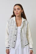 Central Park West Logan Tweed Bomber Jacket