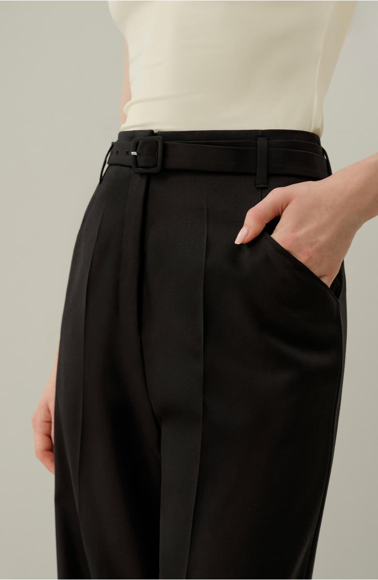 Lilysilk Silk Wool High-Waisted Wide-Leg Pant, Alternate, color, Black