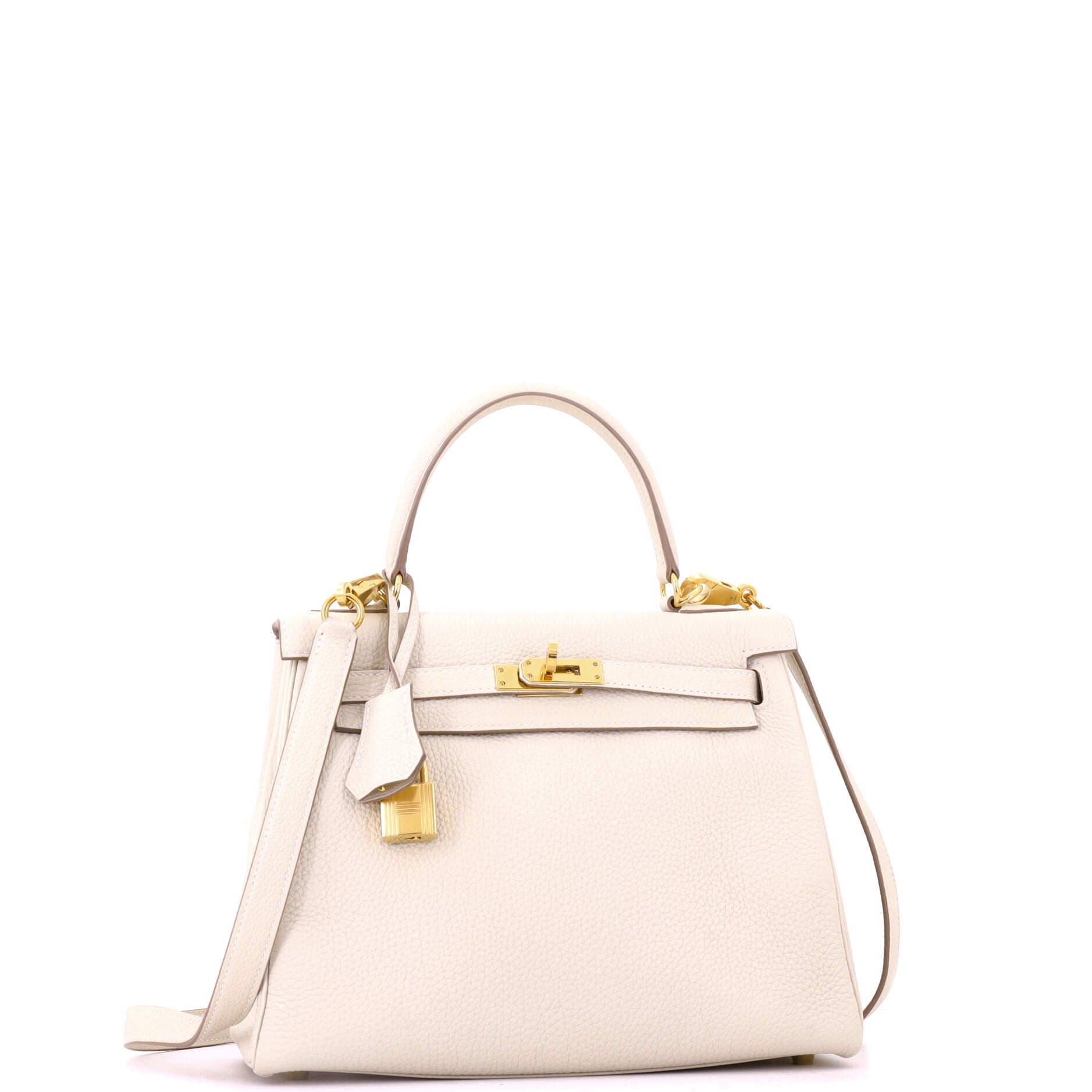 Kelly Handbag Light Togo with Gold Hardware 25, Alternate, color, White