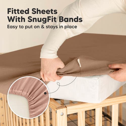 Keababies 2-pack Lyra Muslin Crib Sheets In Brown