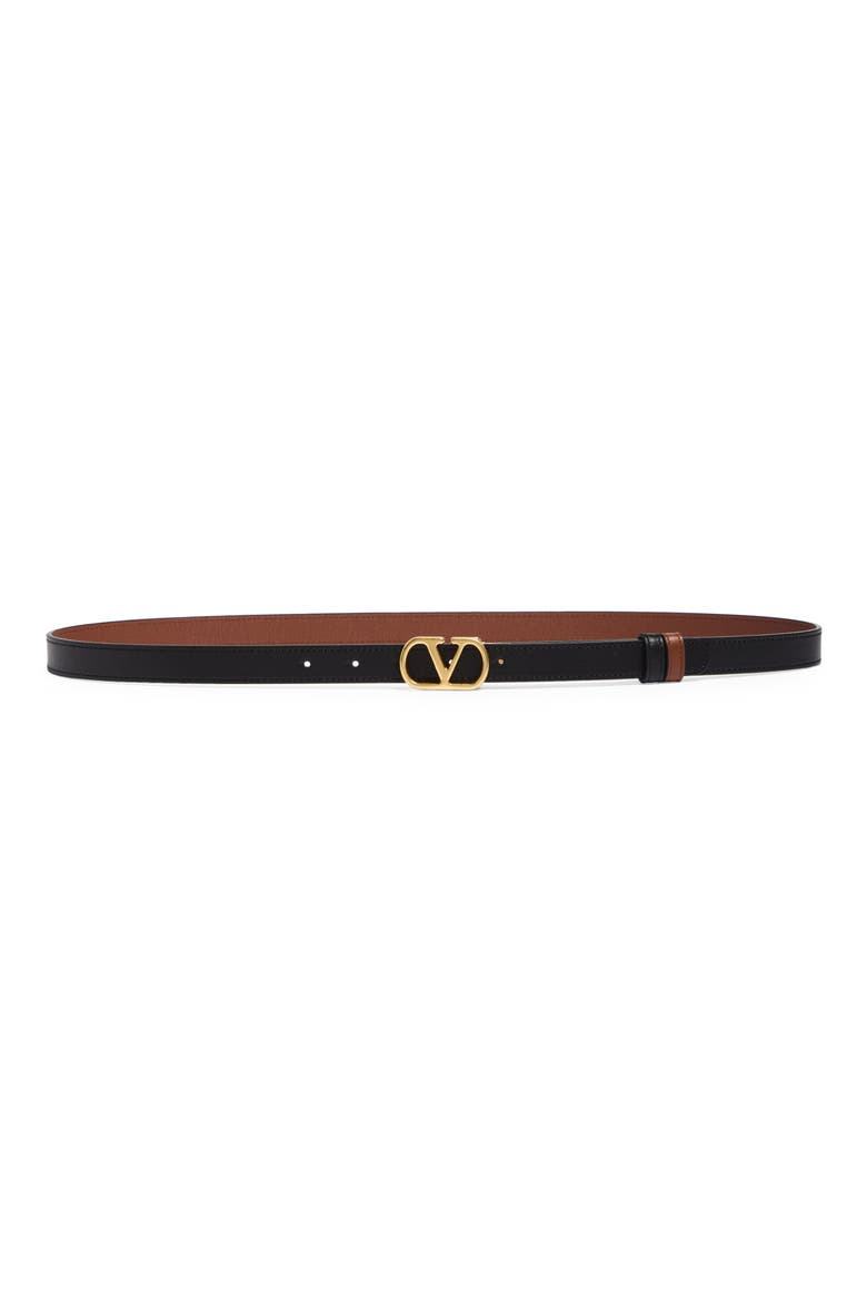VLOGO Signature Reversible Leather Belt, Main, color, BLACK/ CAMEL