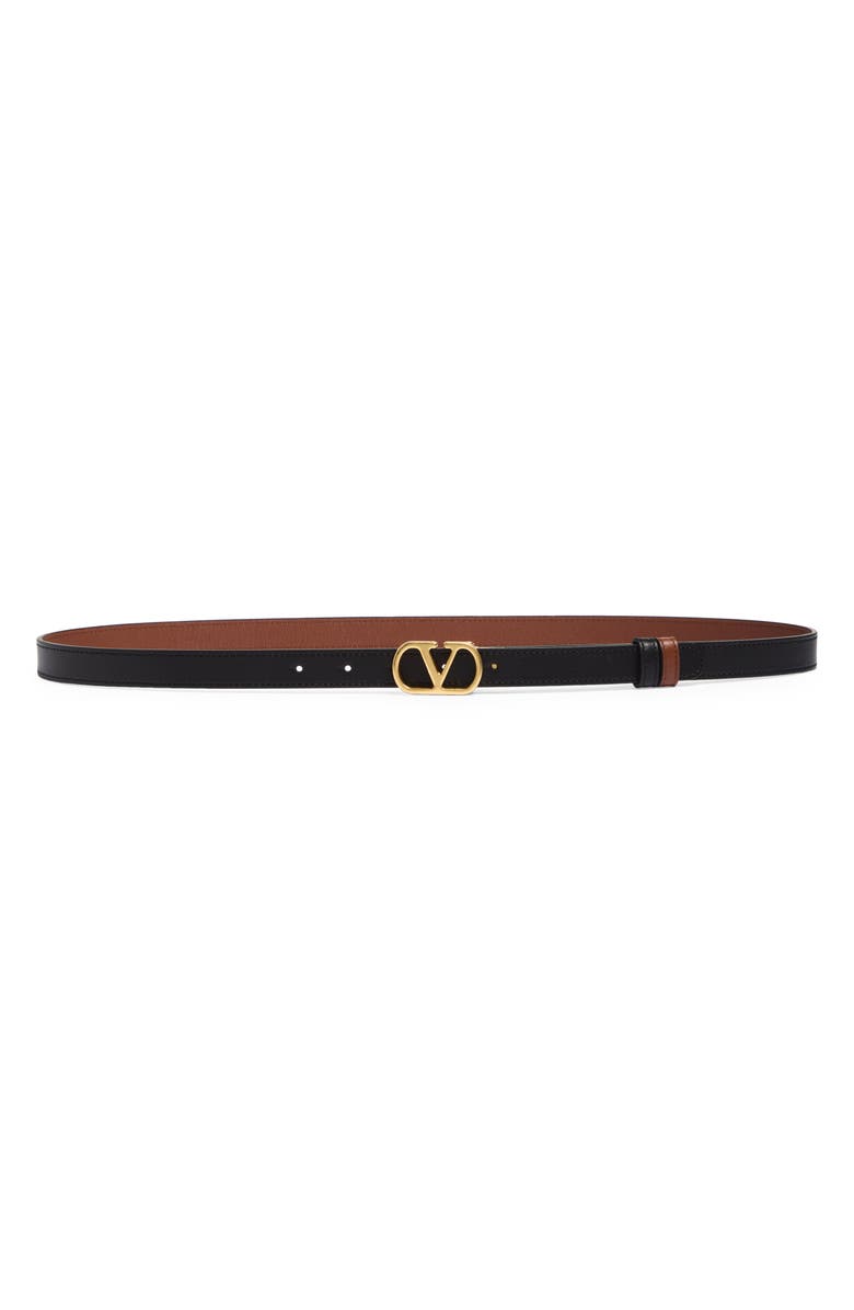 Valentino Garavani VLOGO Signature Reversible Leather Belt, Main, color, Black/ Camel