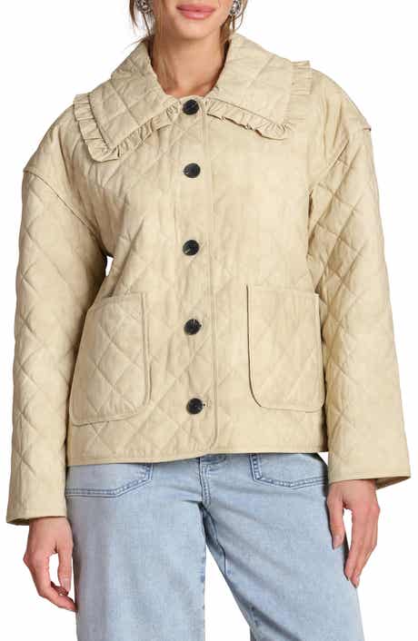 Bagatelle Ruffled Collar Diamond Quilted Jacket