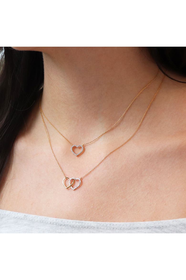 Diamond Open Heart Necklace, Alternate, color, Gold Plated Sterling Silver
