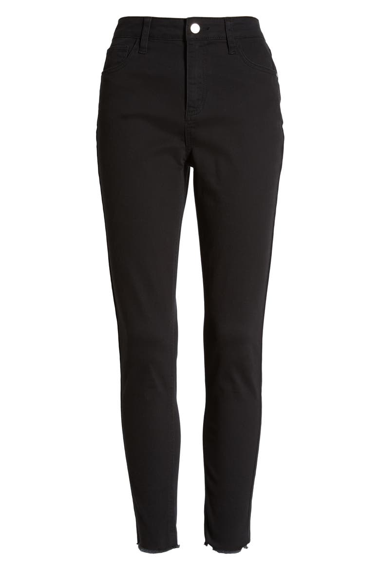 Fray Hem High Waist Jeggings, Alternate, color, BLACK WASH
