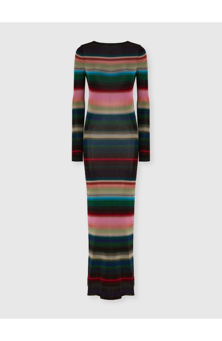 Missoni Long Backless Dress In Striped Knit, Alternate, color, Multicoloured